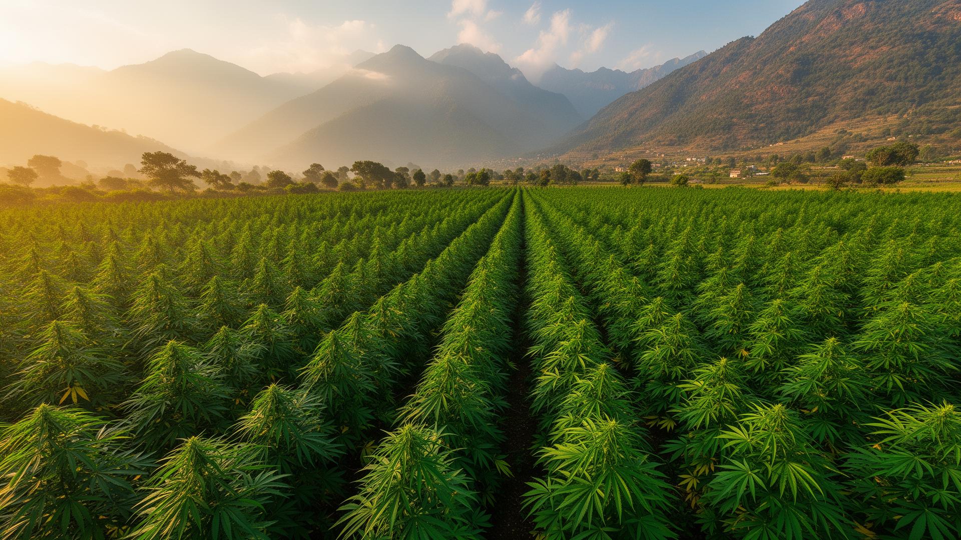 Hemp fields in the Himalayan foothills